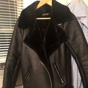 Faux Fur Shearling Aviator Jacket